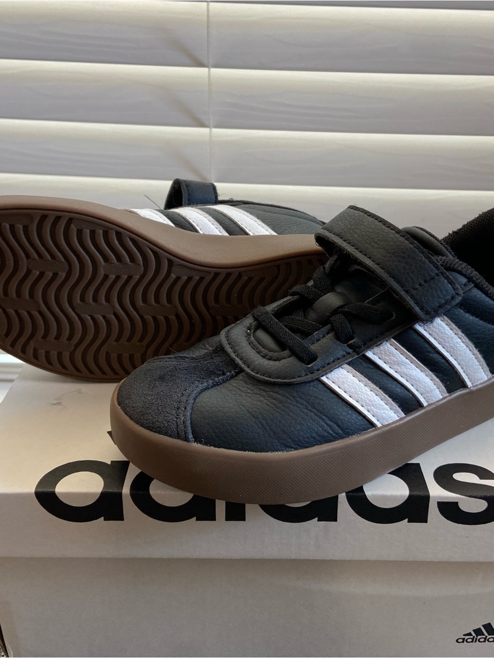 Kids Black and White Athletic Sneakers by Adidas
